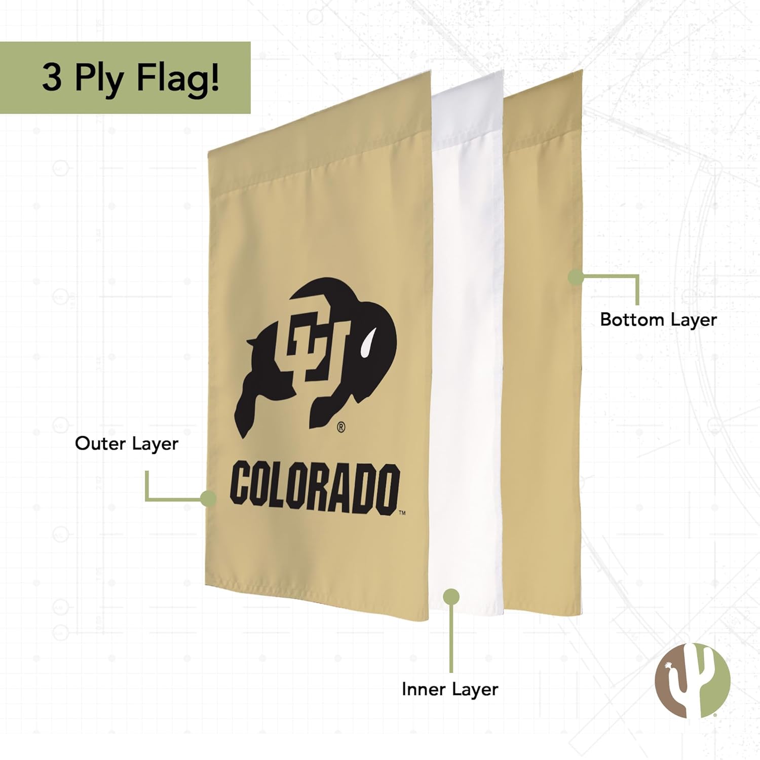 Desert Cactus University of Colorado UC Garden Flag – 19 x 12 inch Colorado Buffaloes Banner, For Outdoor Display and Events (Design M) - Image 3