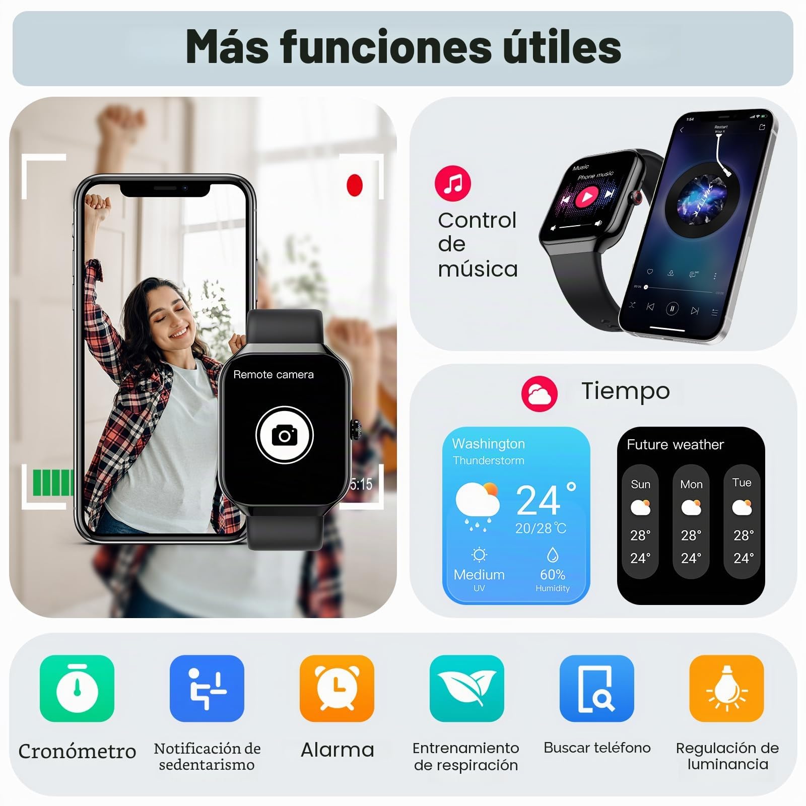 Reloj Inteligente Hombre Mujer, 1,96" Smartwatch Llamadas Bluetooth, Podómetro/Pulsómetro/Monitor de Sueño/SpO2, Impermeable IP68, Reloj Deportivo 112+ Modos Deportivos, Smart Watch para Android iOS