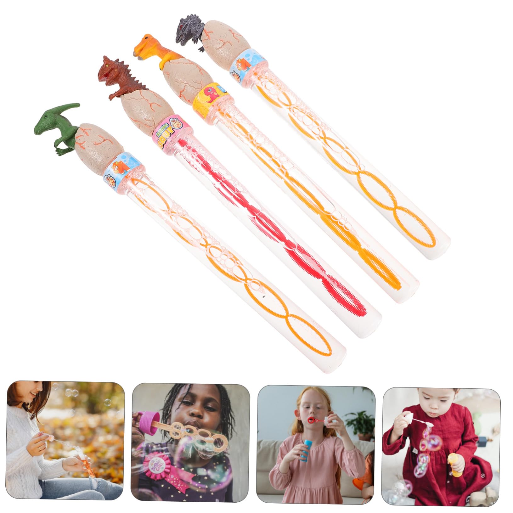 Varitas de Burbujas de Dinosaurio 4 Piezas de Plástico para Niños