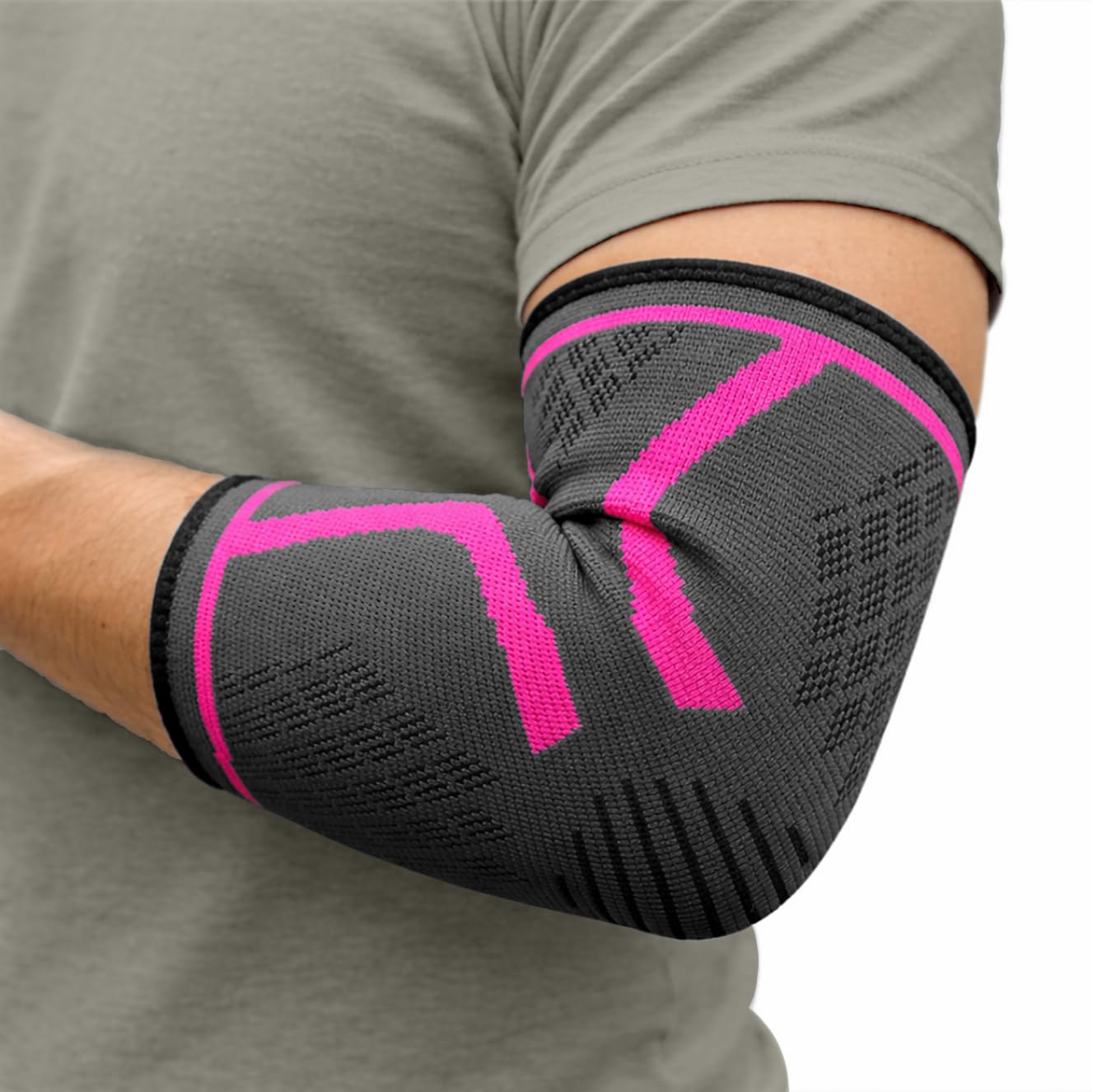360 RELIEF Ellenbogenbandage für Herren und Damen - 1 Stück Kompression Ellbogen Stütze für Sports, Gym, Tennisarm - Ellenbogenschoner Geeignet für Rechts/Links Arm mit Wäschenetz