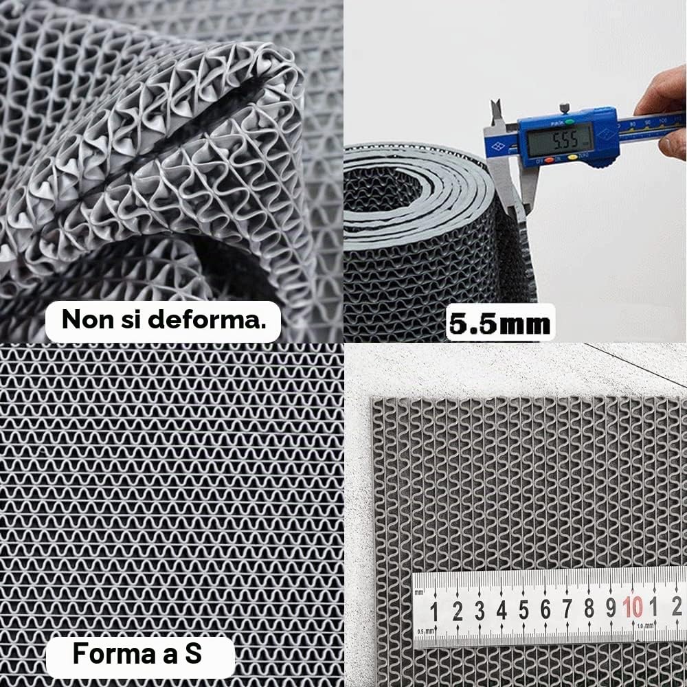BWKJMY Tappetino antiscivolo per drenaggio, spessore 5.5 mm, tappetino in gomma commerciale, garage, piscine, ristoranti, bar, bagno, patio, esterni, interni, tappeto impermeabile grigio