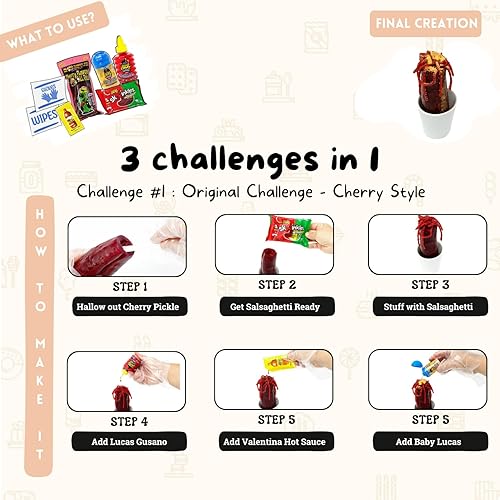 Miniatura 3 de ELM 360 - Kit de encurtidos Chamoy, Dill & Cherry Pickle Kit de 3 desafíos en 1. Kits de encurtidos sin desorden con auténtico surtido de dulces