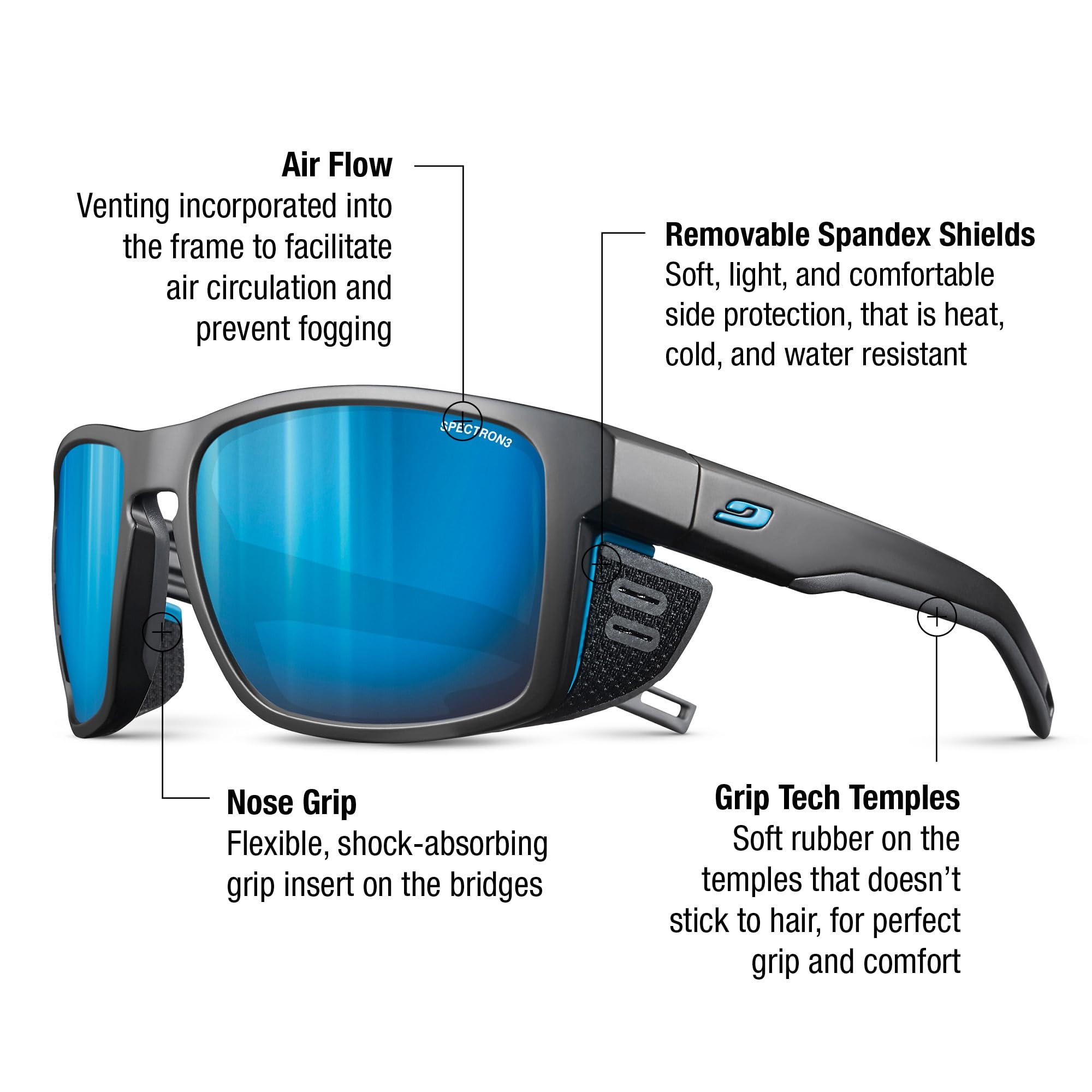 Julbo Shield Occhiali da sole Alpinismo, escursionismo, trekking, vela Uomo (Pacco da 1)