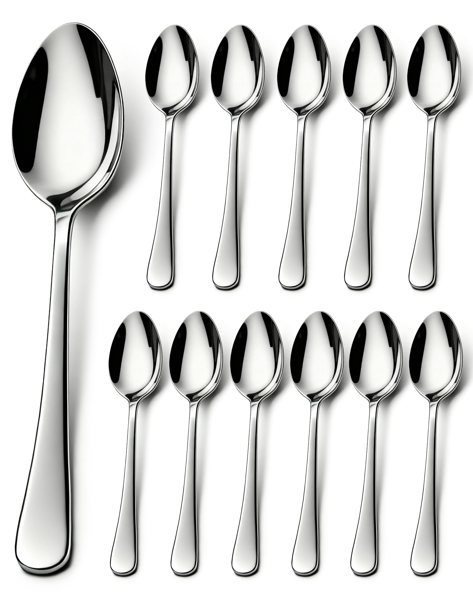 lulir Coffee Spoons - 4.4 inches (11cm) Stainless Steel Spoon 12 Pcs,Ice Cream Spoons, Dessert Spoon, Mocca, Dishwasher Safe, Durable, Rust-Resistant, Dishwasher Safe