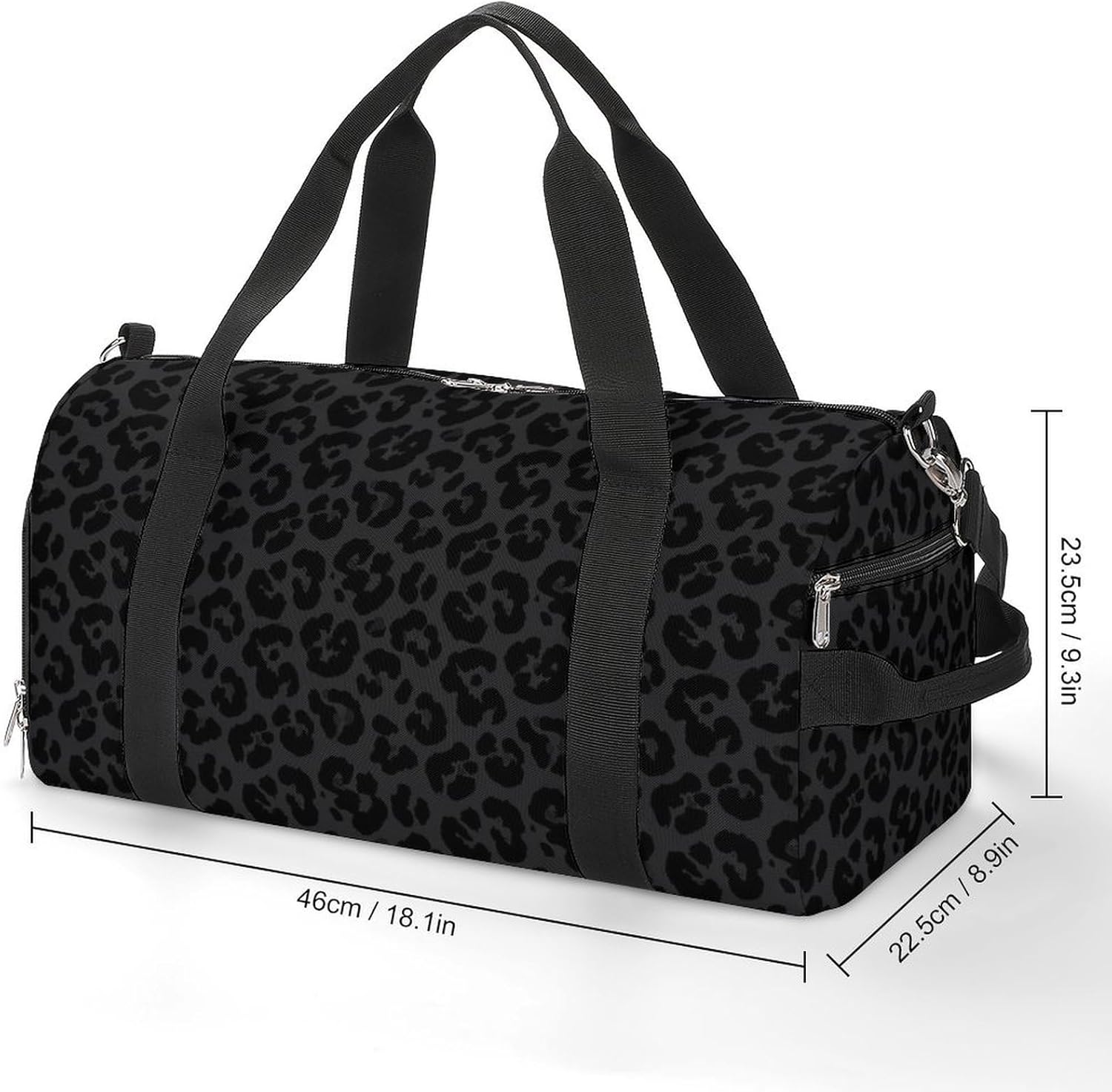 Fashion Overnight Luggage bag Travel Weekender Duffle Bag Sport Beach Yoga bag Compatible with Dark Gray Leopard Cheetah Print Black