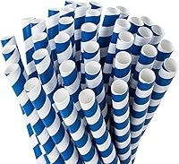 Vista 9 de Webake Smoothie Pajitas biodegradables de papel de 0.4 pulgadas de ancho, paquete de 100 pajitas de beber grandes a rayas rojas, grandes pajitas