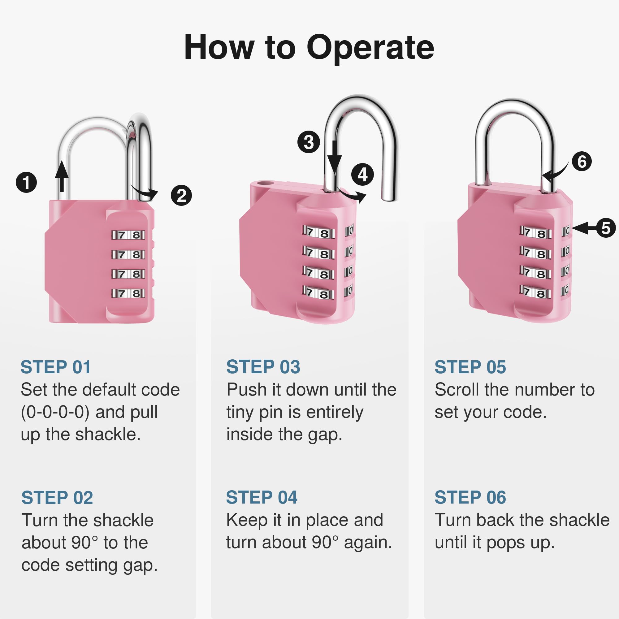 Puroma 4-Digit Pink Rose Combination Lock - Secure Padlock -6
