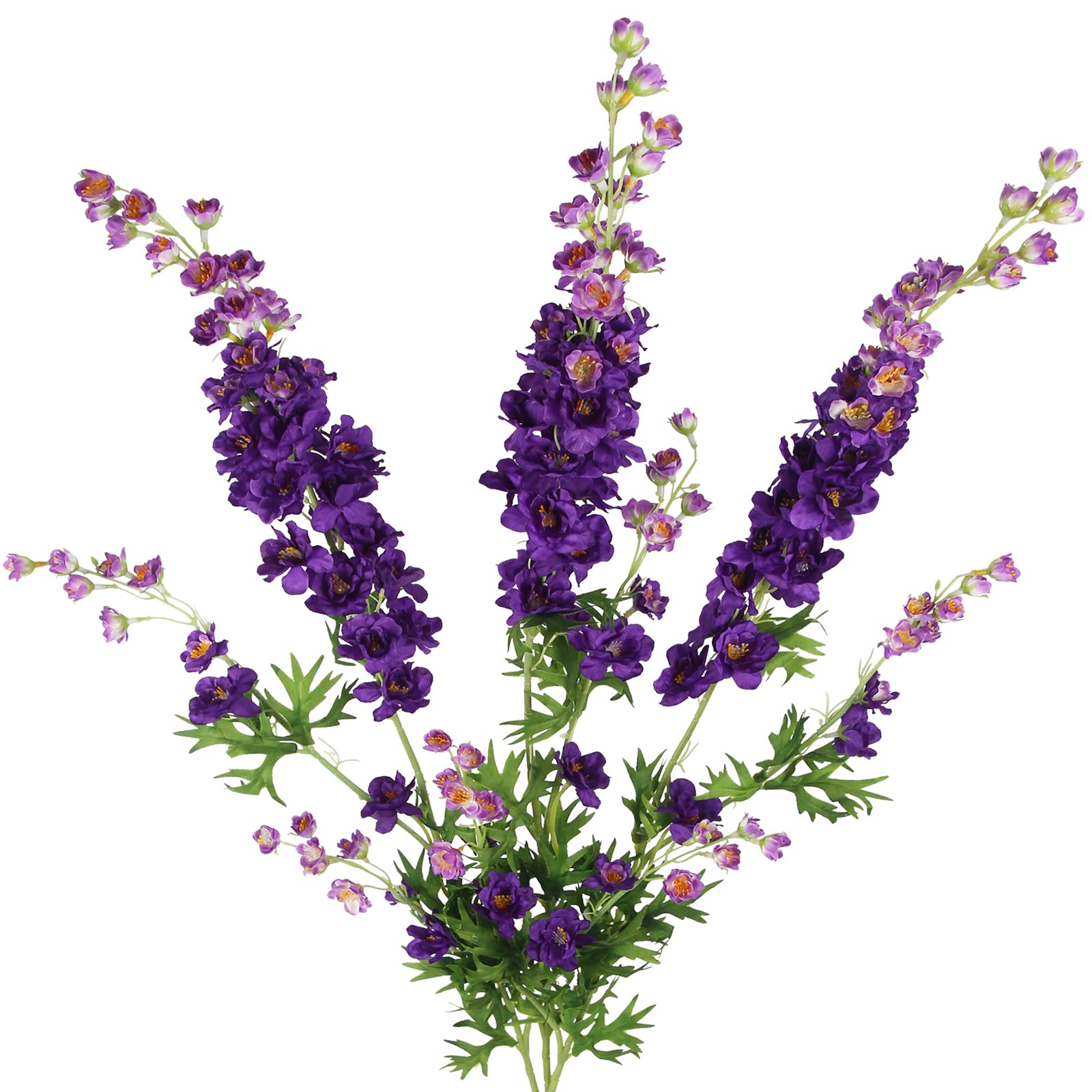 CEWUDA 3 Pcs Delphinium Artificial Flowers Bulk 35" Long Stem Silk Larkspur Flowers Artificial Snapdragon Flower Stems Purple Faux Bouquet for Tall Vase Floral Arrangements Home Outdoor Wedding Decor