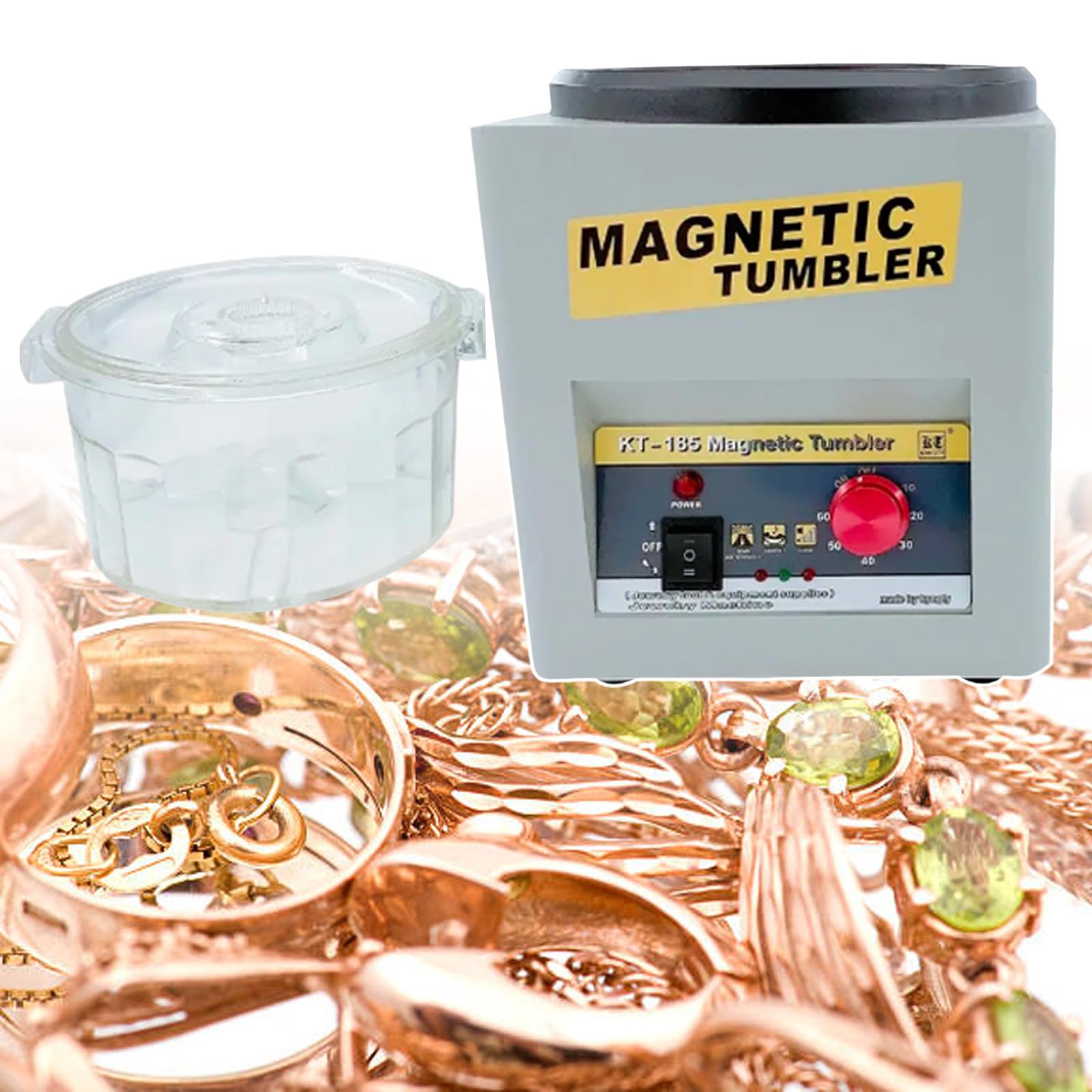 YXYLJOZ 250W Magnetic Tumbler, 2000Rpm Powerful Polisher Finisher Machine, for Cleaning Jewelry Metal Casting and Small Item with Intricate Details,220V