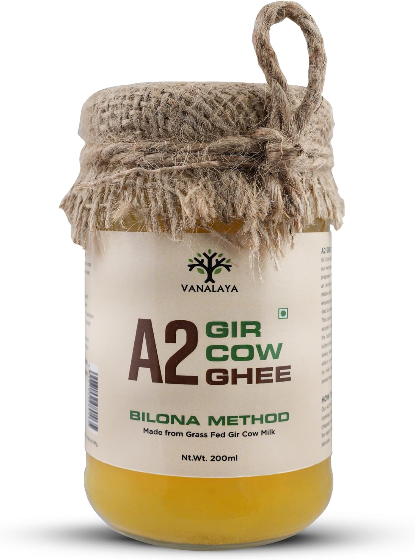 Vanalaya Organic Desi Gir cow ghee Prepared by traditional Bilona Method -200ml