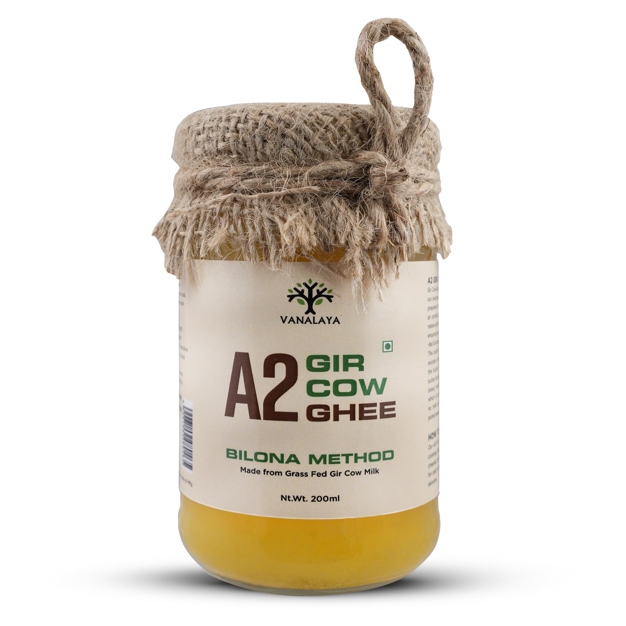 Vanalaya A2 Desi Gir Cow Ghee Prepared by Traditional Bilona Method 200ml