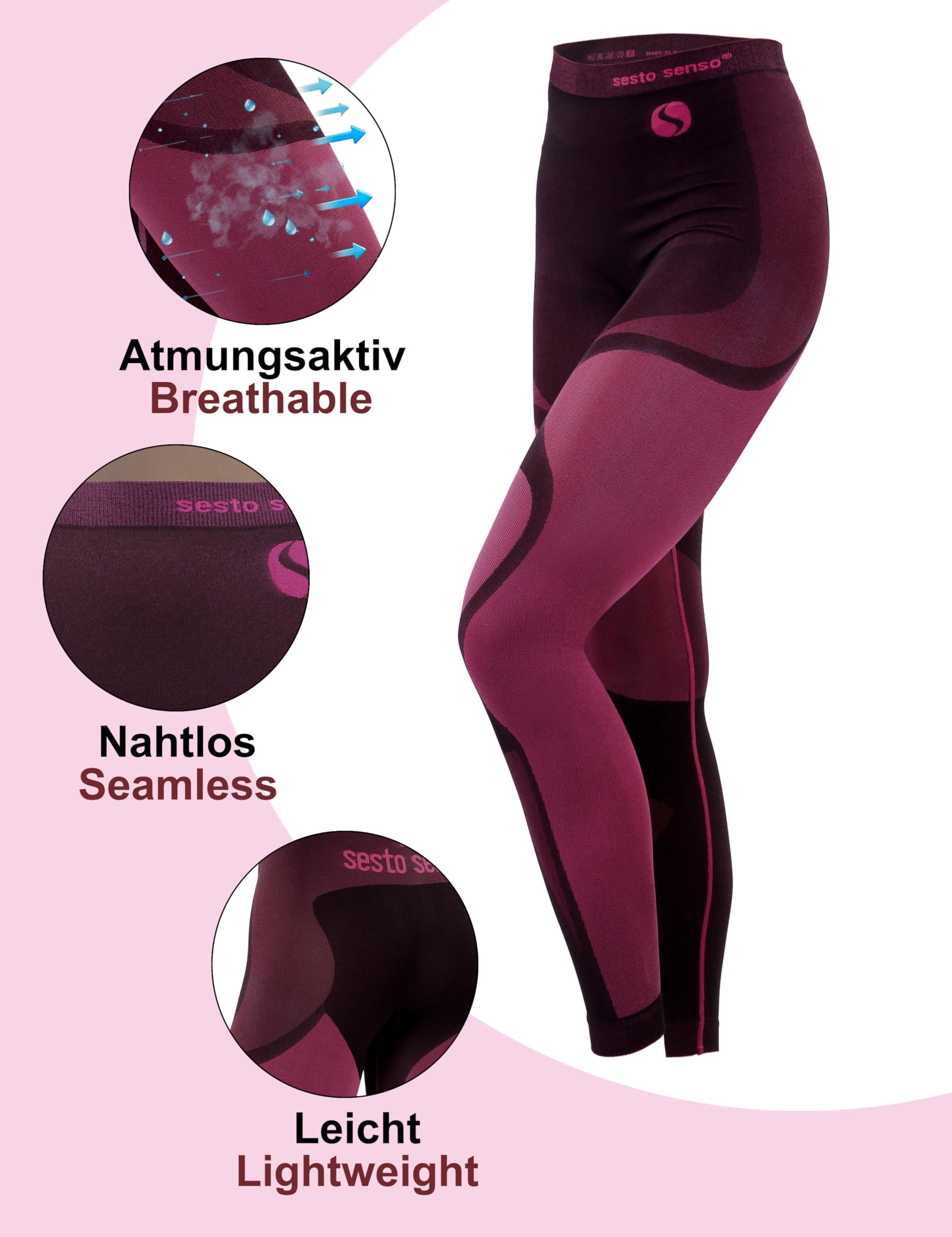 sesto senso Femme sous-Vêtements Thermique Caleçon Pantalon Long Fonctionnel Bas Base Layer Thermo Active