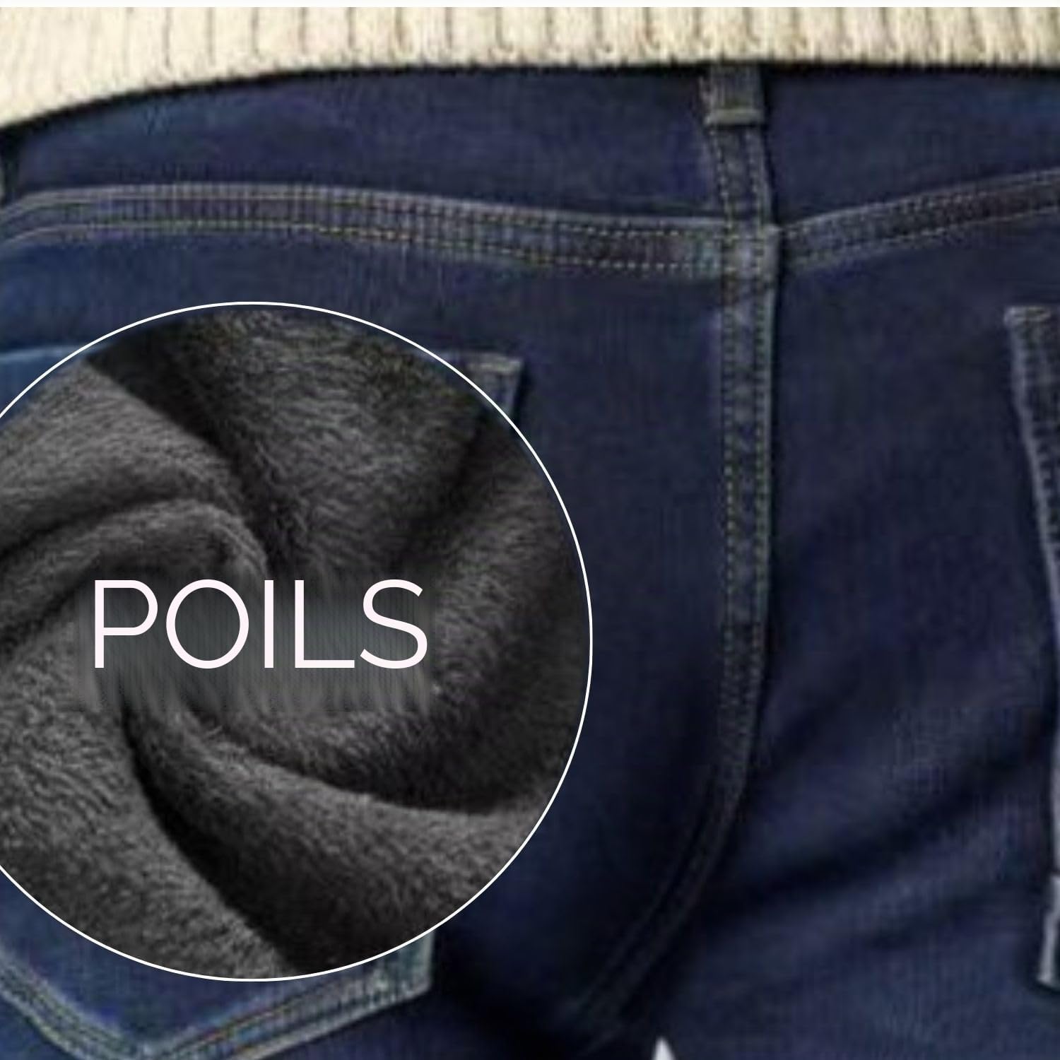 TONY BACKER - Jeans molletonnés pour Homme, Pantalon rembourré pour Homme avec Polaire, Chaud pour l'hiver, Jeans élastiques Thermiques Confortables et Polyvalents pour Le Travail, Les Loisirs, Bleu