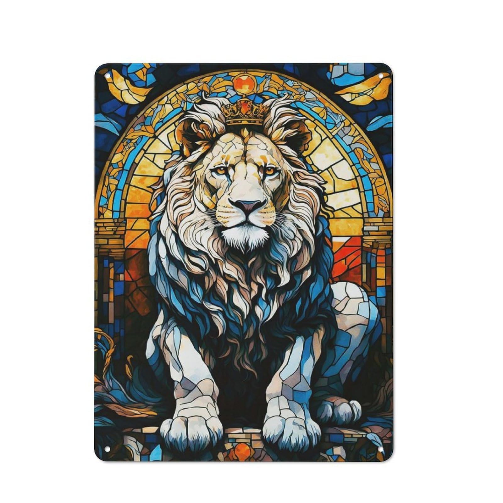 Junmoney A King Lion Tin Wall Plaque 40X30cm With For Pub Or Café, A Decorative Christmas Gift For Hospitality Wall Decor Collectors