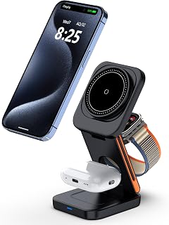 3-in-1 Charging Station, Multiple Devices, Magnetic Charging Station, for Apple Watch and iPhone, Travel Wireless Charger Stand, Foldable Magnetic Inductive, Fit Apple Watch