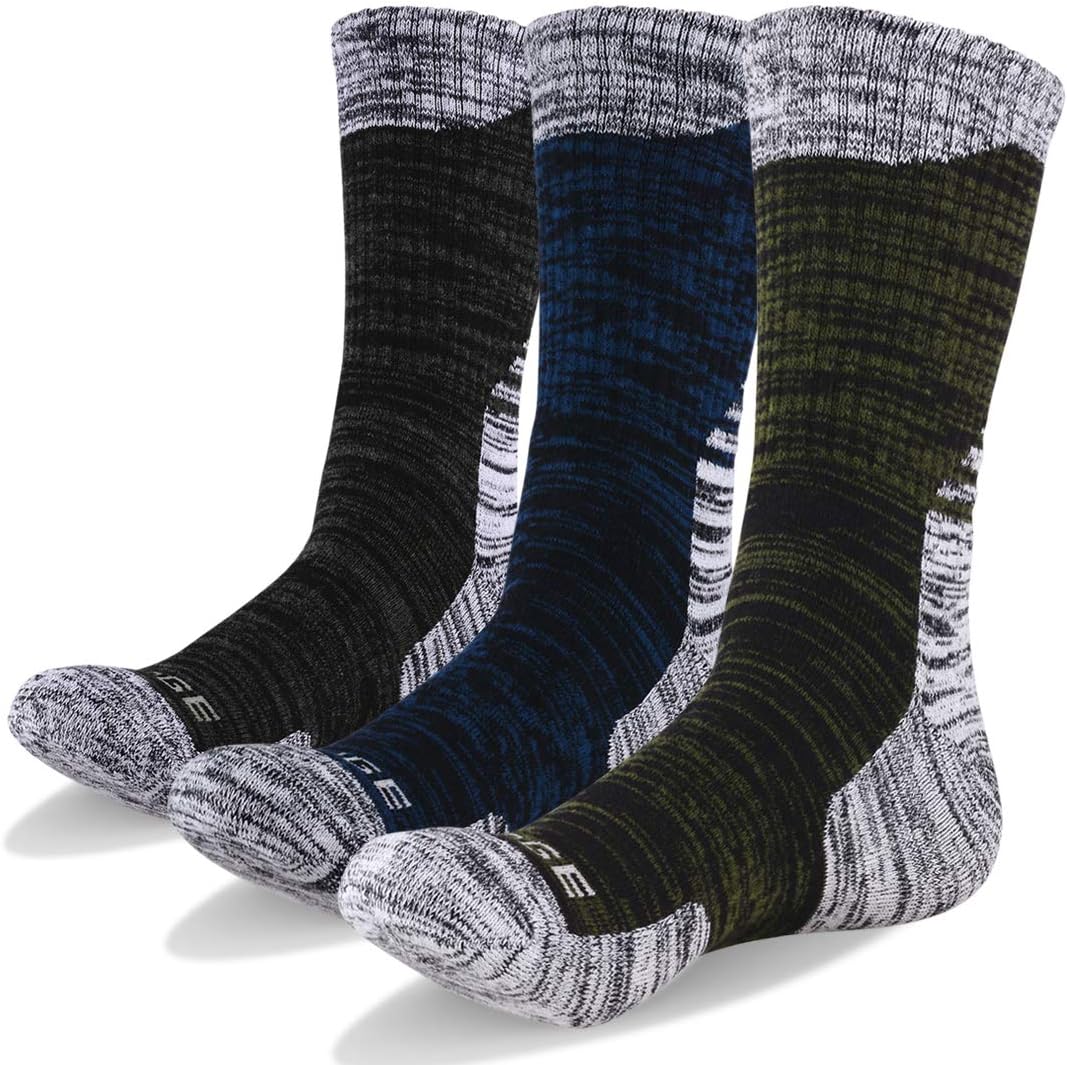Men's Thermal Crew Athletic Sports Socks Cushion Hiking Walking Socks Breathable Comfort Boot Work Socks for Male Size 4.5-11.5(3/5 Pairs Multipack)