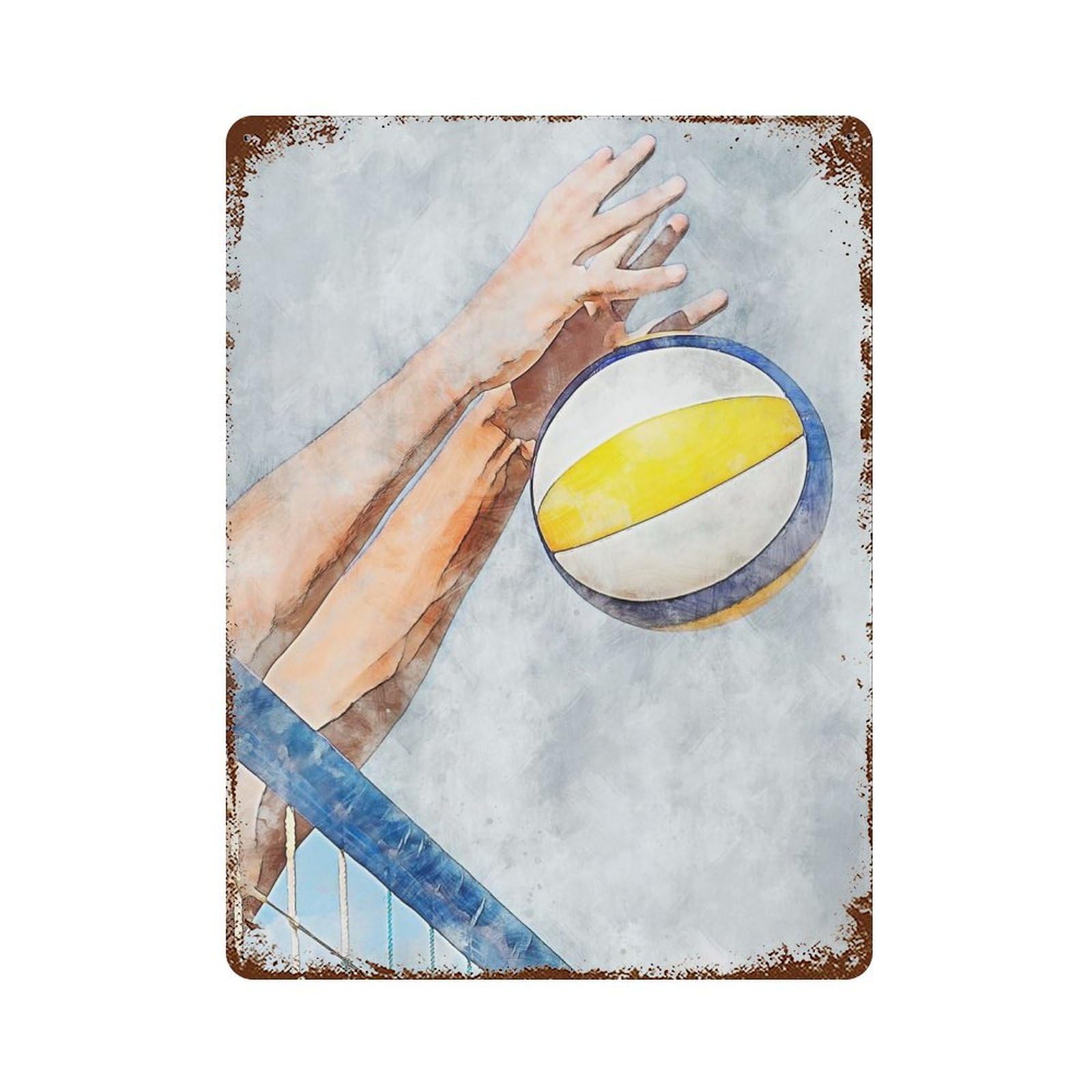 Garage Style Volleyball 4 Rusty Metal Tin Sign 15.7"x11.8", Classic Wall Plaque for Bar And Workshop