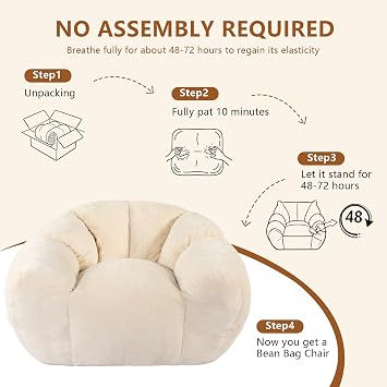 Giant Bean Bag Chair, Oversized Bean Bag Couch with Armrest,Beige