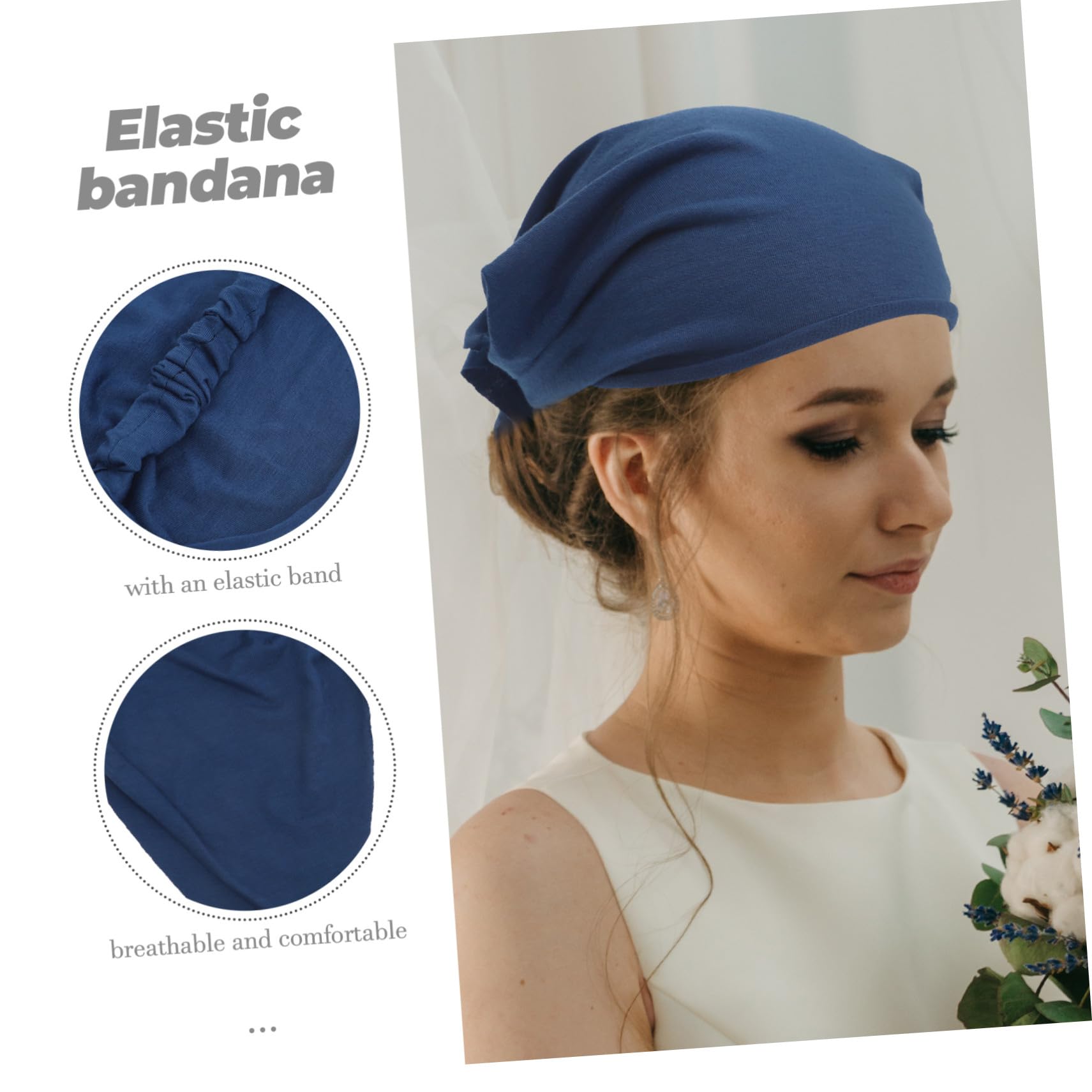 Bandana Triangulaire Élastique pour Cheveux, Coton Polyester, Lot de 6