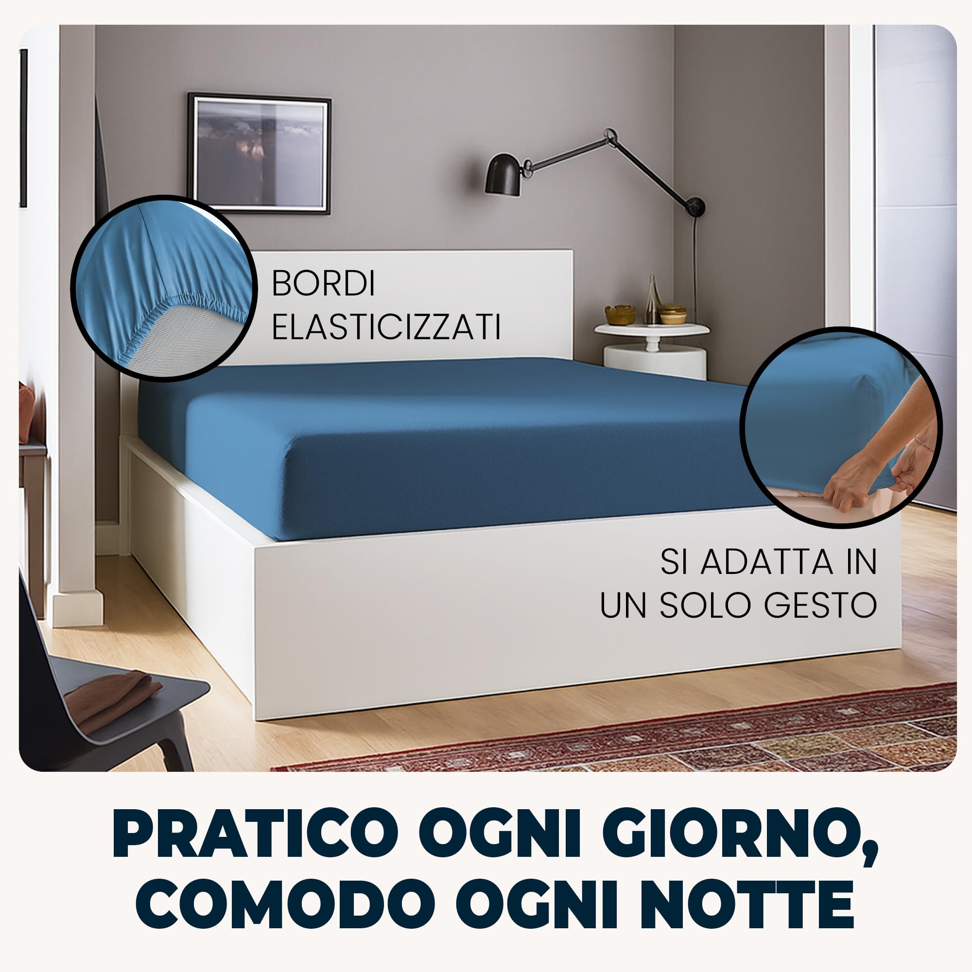 Lenzuola con Angoli 140x200 cm Blu Navy in Microfibra per Letto a Una Piazza e Mezza con Materasso fino a 30cm Tessuto Anti-Acaro e Ipoallergenico di Alta Qualità Lavabile in Lavatrice