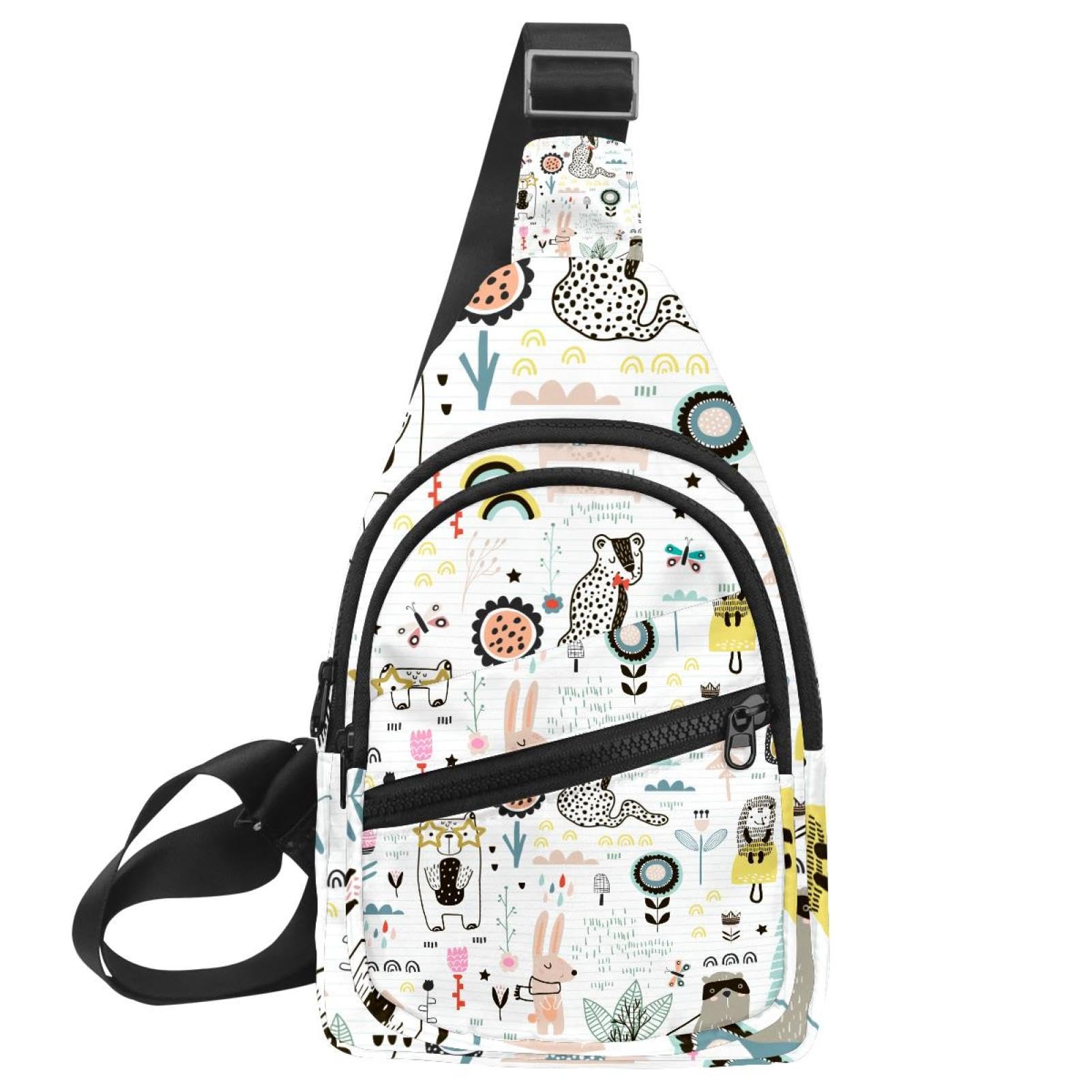 Bolso bandolera para mujer con correa ajustable Bear Cute Forest, bolsa multicolor de viaje 7