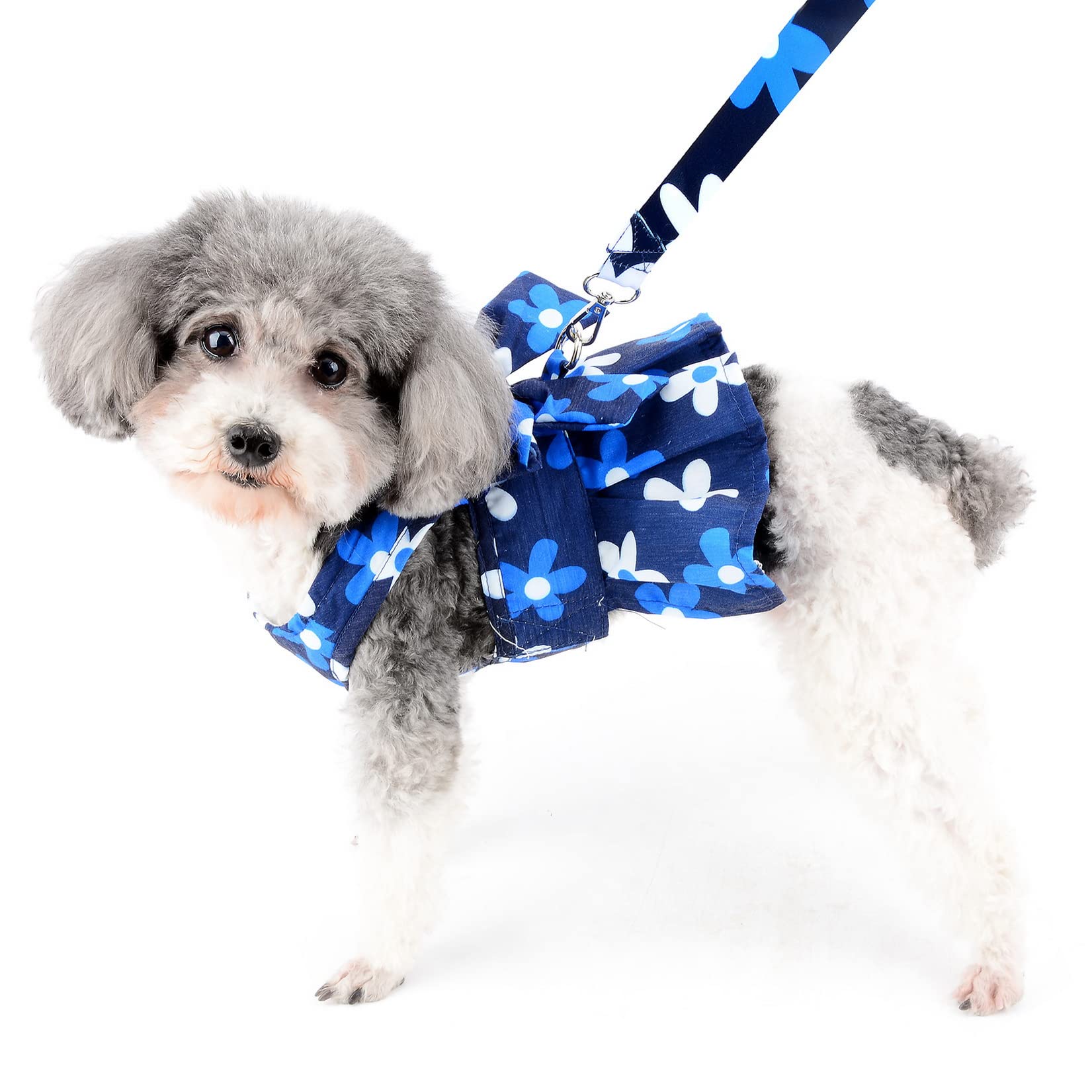 Vestito Per Cani Piccoli Zunea - Gilet In Denim Con Gonna E Fiocco, Taglia M