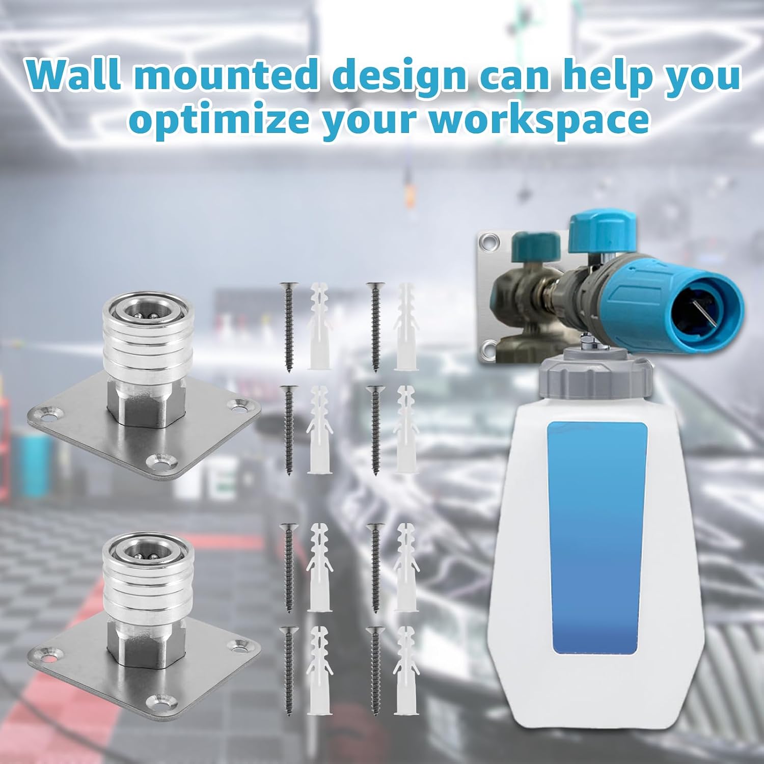 2Pcs Pressure Washer Foam Cannon Holder, Foam Cannon Bracket Mount Organizer, Wall Mounted Pressure Washer Accessories Storage Rack, 1/4inch Quick Connect Pressure Washer Nozzle Tip Holder