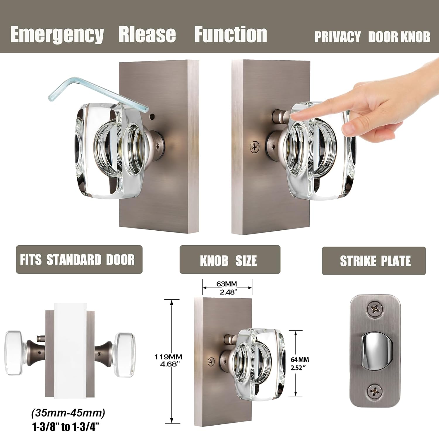 1 Pack Privacy Door Knob+ 1 Pack Passage Door Knob