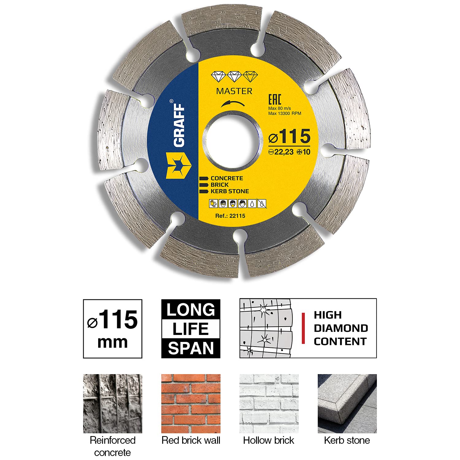 Disque Diamant à Meuler Poncer Le Béton 125 X 22,2 Mm Assiette Pour Meuleuse Pour Béton, Granit, Pierre Et Maçonnerie Brique Surfaçage Façonnage