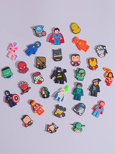 Miniatura 4 de 30 dijes de zapatos para niños, dijes de zapatos de héroe para zapatos y pulseras, regalos de fiesta, Metal no precioso., No es una piedra preciosa