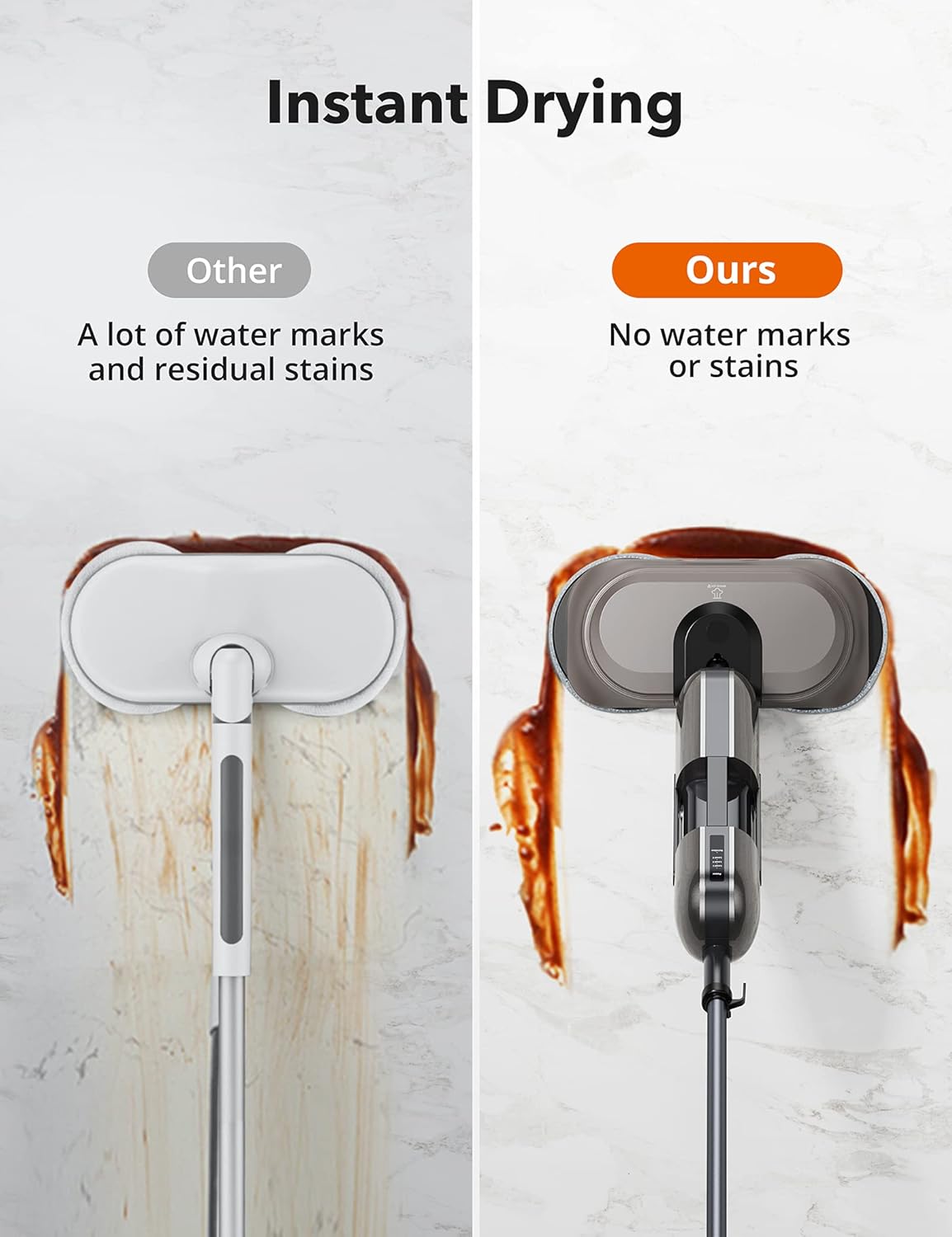 Steam Mop,Aspiron 1100W Electric Spin Scrub Steam Mop,Handle Control 3 Steam Modes Steam Cleaner,110℃/ 230℉ Steam,410ml Water Tank,LED Light,Steamer for Marble Floor Hardwood Tile Laminate