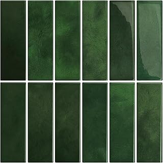 Crystiles Dark Green Peel and Stick Backsplach Tile, 12