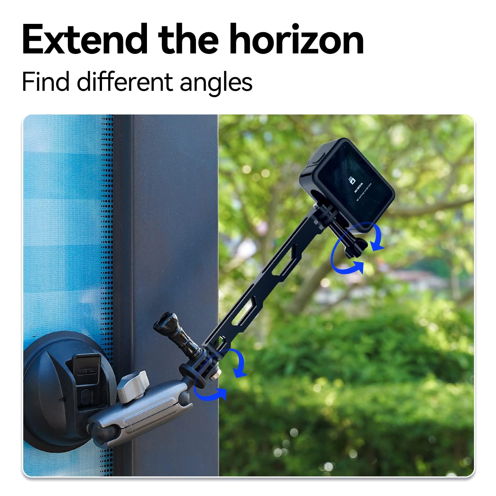 Support Voiture Triple Ventouse Telesin – Pour GoPro, DJI, Appareils Photo – Tête Rotule 360° – Fixation Forte Sur Pare-brise
