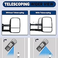 Vista 3 de AERDM Nuevo par de espejos de remolque con operación eléctrica, calefactados, texturizados en negro, telescópicos, espejos laterales para remolques