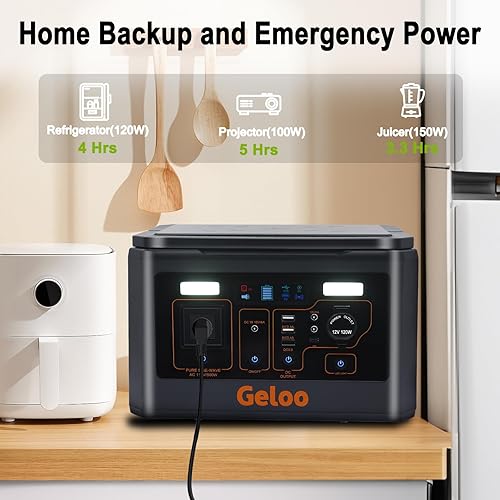Miniatura 3 de Geloo Generador solar portátil de 500 W con salida de CA de 110 V500 W, capacidad de 135000 mAh, 499 Wh, negro