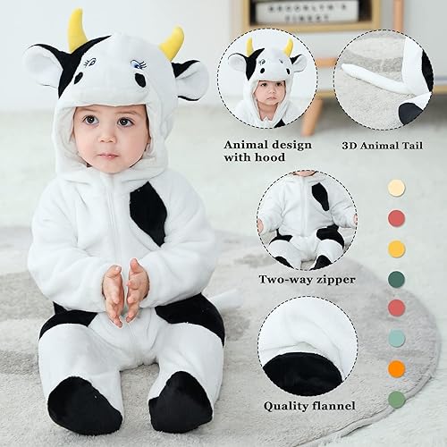 Miniatura 65 de TONWHAR Baby Boy's Girl's Animal Bodysuit Infant And Toddler's Romper Jumpsuit Halloween Costume Partywear Mono marrón