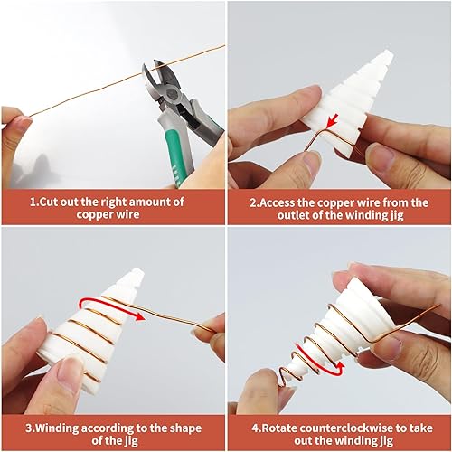 Miniatura 5 de Alambre de cobre puro 99.9 %, con plantilla de bobina de bobina Fibonacci para jardinería electrocultural, estaca de jardinería para cultivo de