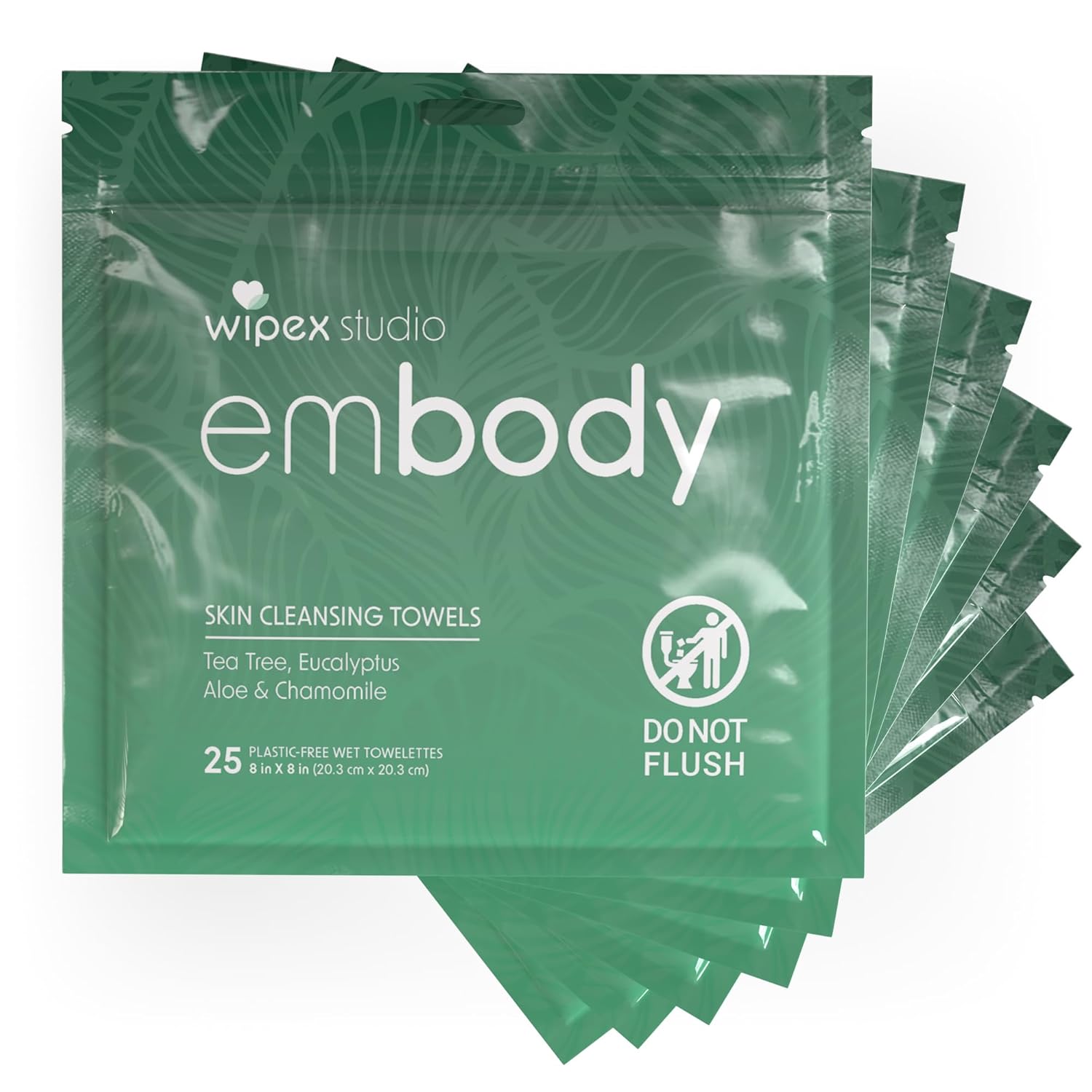 Wipex Studio Yoga Embody After Exercise Body Wipes 25ct - Athlete Body Wipes Infused with Tea Tree & Eucalyptus Oils, Ideal for Yoga, Pilates & Martial Arts, Compostable & Travel-Friendly, (Pack of 6)