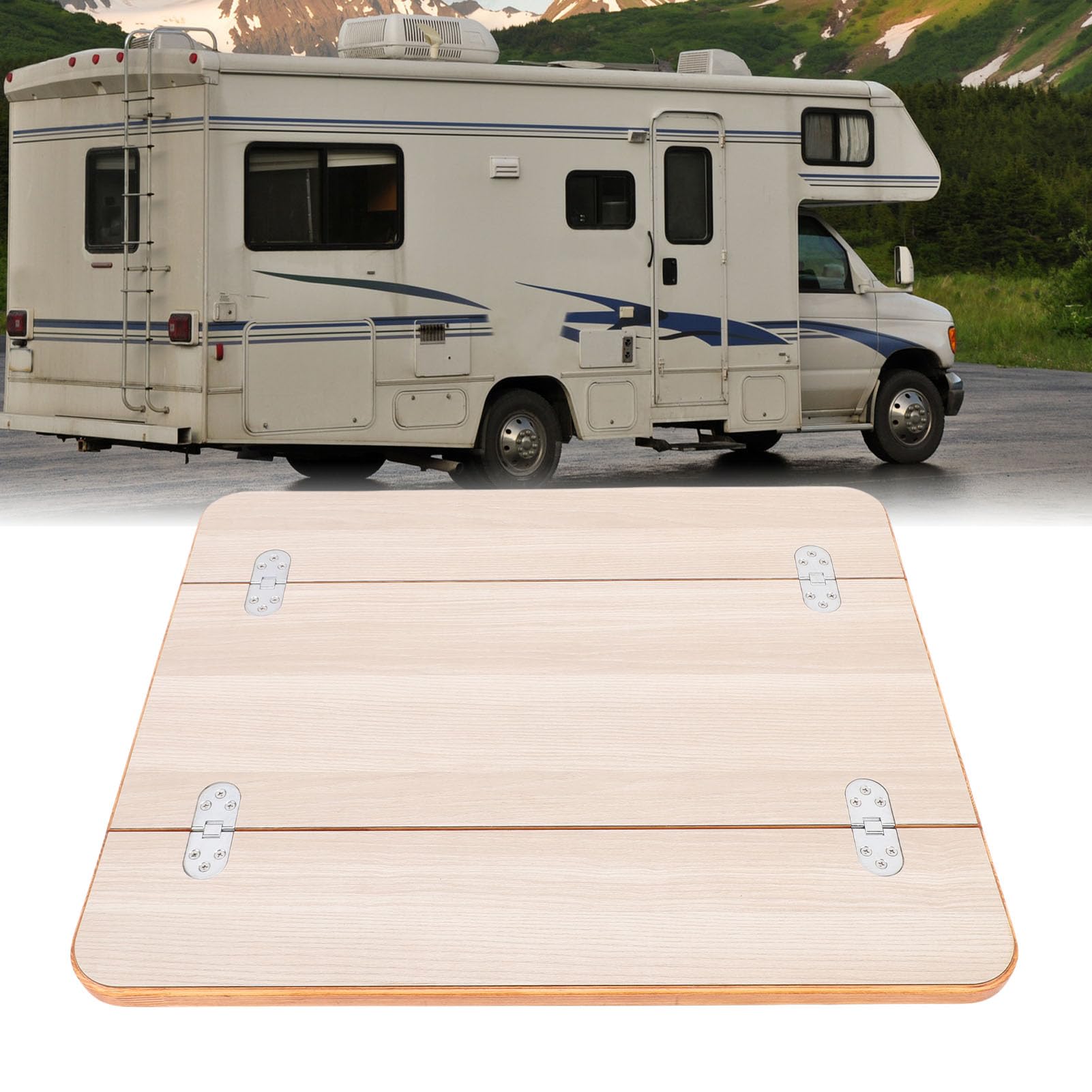 aqxreight Plateau de Table Pliable pour Camping-Car, Finition Revêtue en Bois Massif, Grande Surface élégante, Espace de Travail pour Salle à Manger, Bateau, Yacht Marin, (Blanc (