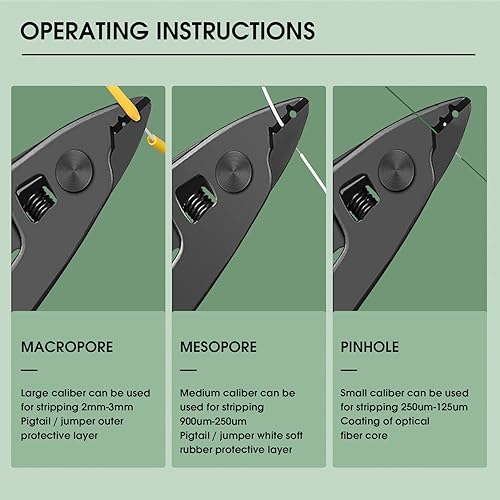 Miniatura 3 de CFS-3 Pelacables de fibra óptica de 3 orificios de puerto con mango de 6 pulgadas - Llave hexagonal ajustable para chaqueta, amortiguador y pelado
