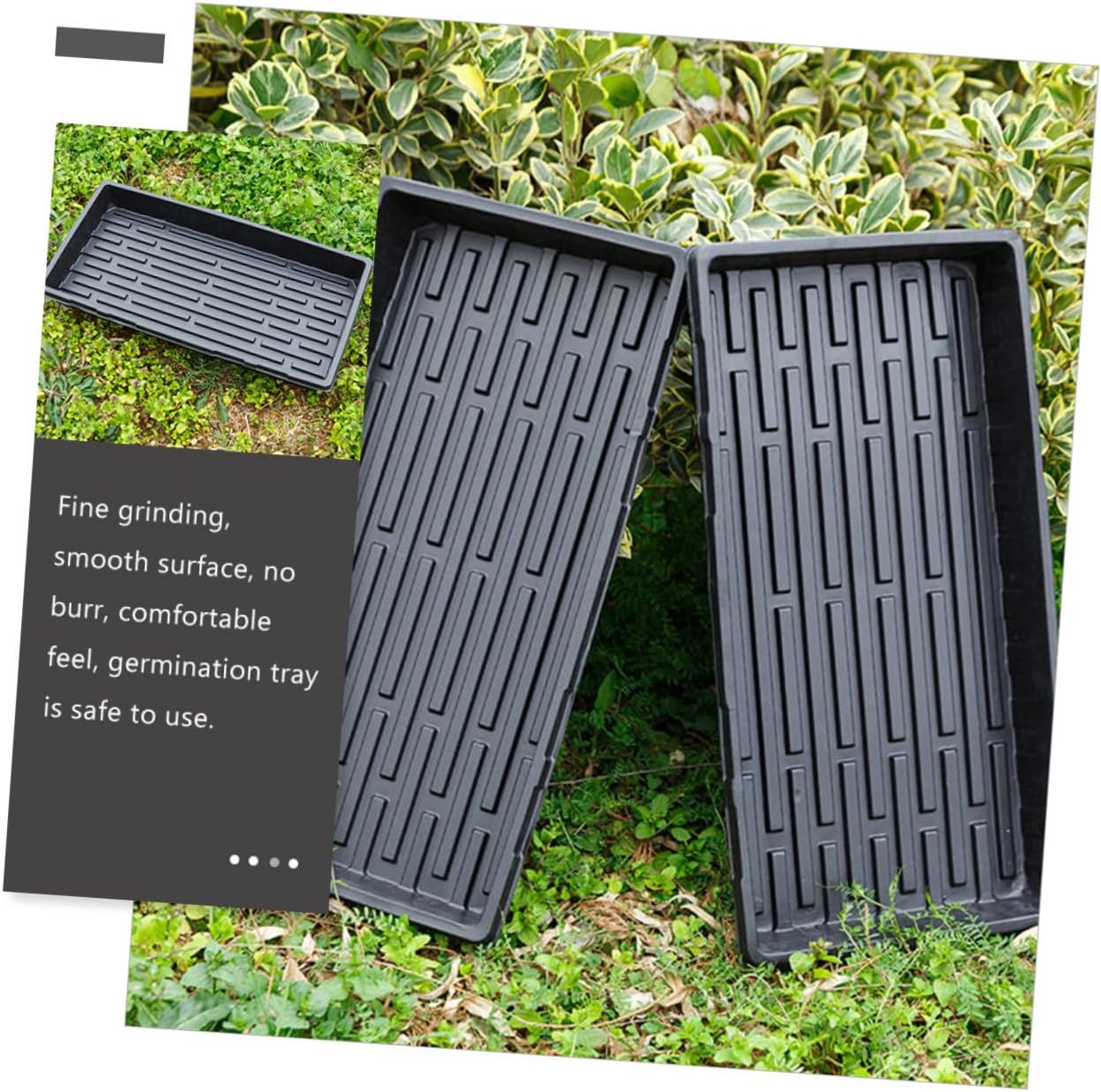 3pcs Thickened Black Plastic Plant Nursery Trays 1.8mm Germination Starter Trays for Indoor Vegetable Seedling Growing and Sprouting