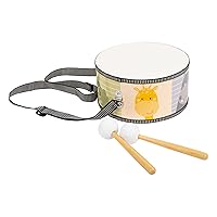 small foot Tamburo selvaggio colorato con animali e bacchette in legno