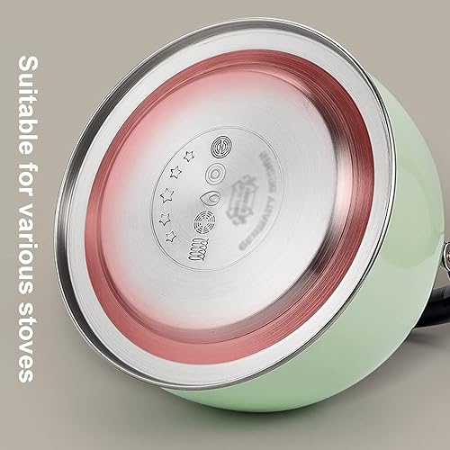 Miniatura 7 de TIMOBISS Hervidor de té, color verde menta con mango ergonómico, hervidor de té con silbato fuerte para estufa, acero inoxidable