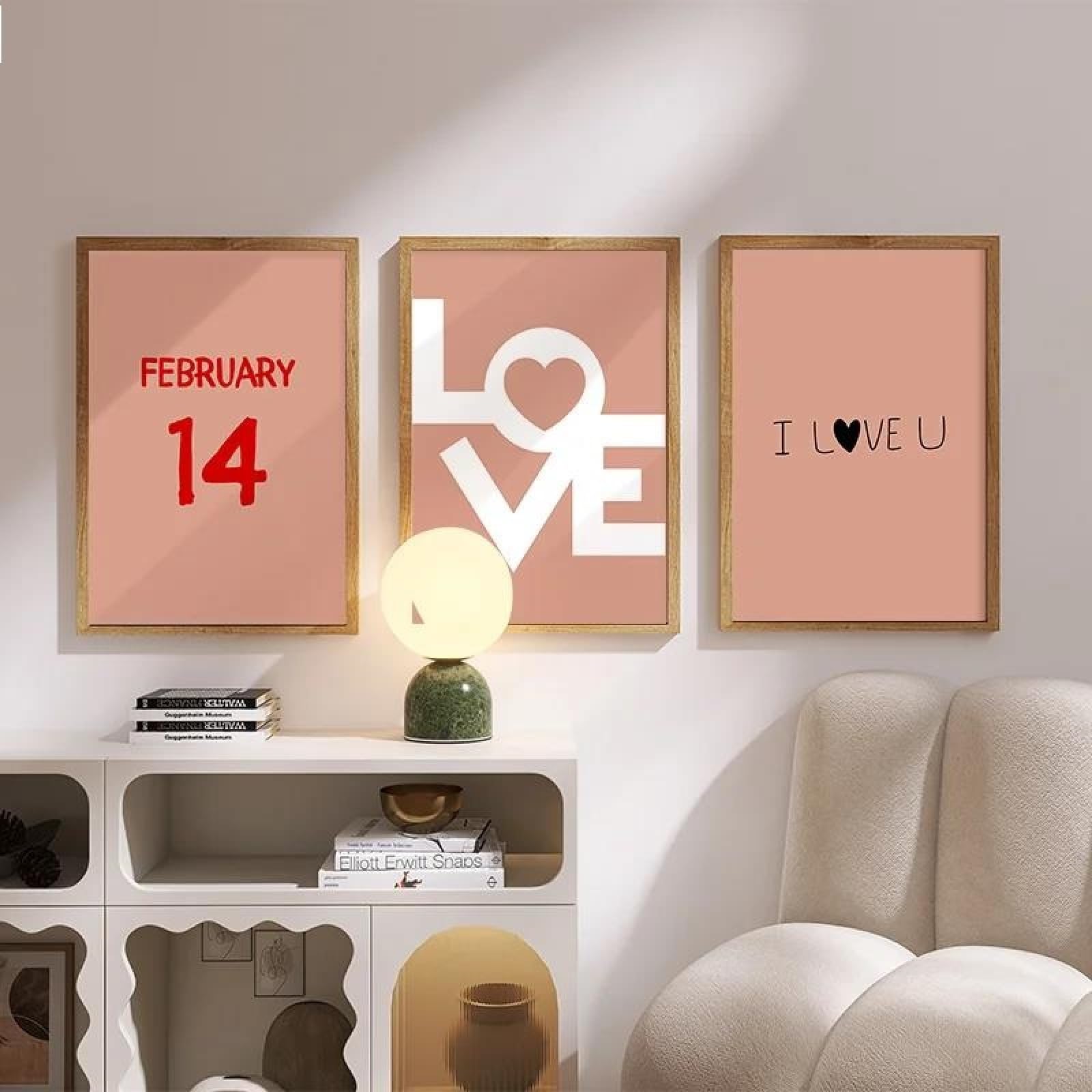 Yocheng 3pcs Valentine's Day & Wedding Love Wall Art -I Love You Canvas Prints Suitable 21x30cmx3 No Frame