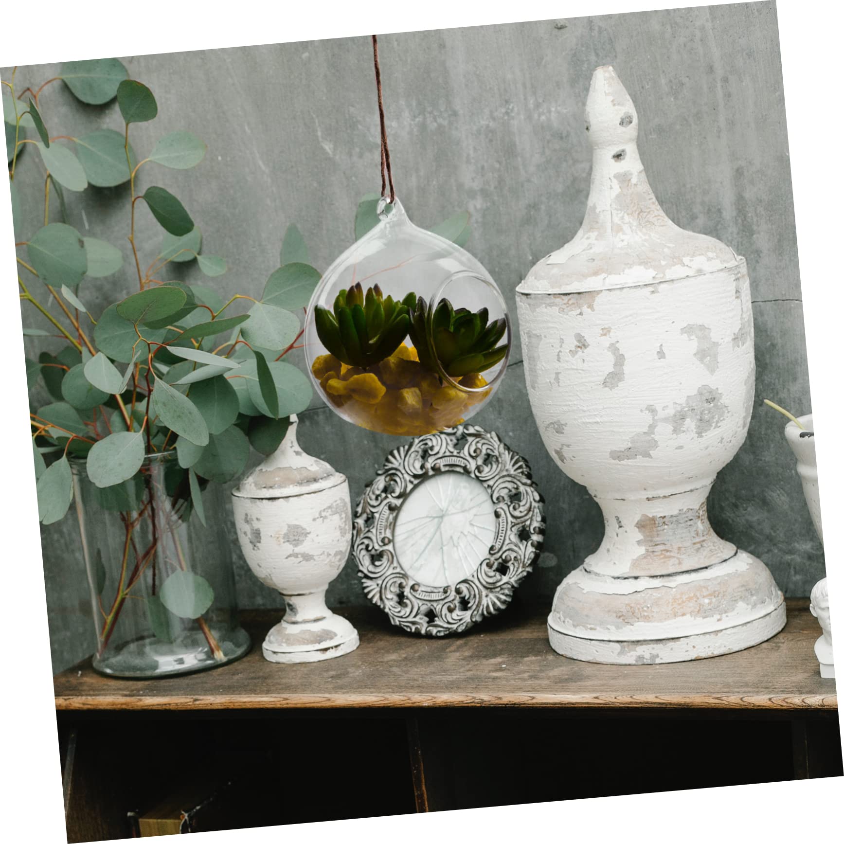Lot de 4 pots de fleurs artistiques ronds en verre pour décoration de la maison - Design unique pour l'intérieur et l'extérieur - Parfait pour la décoration de jardin
