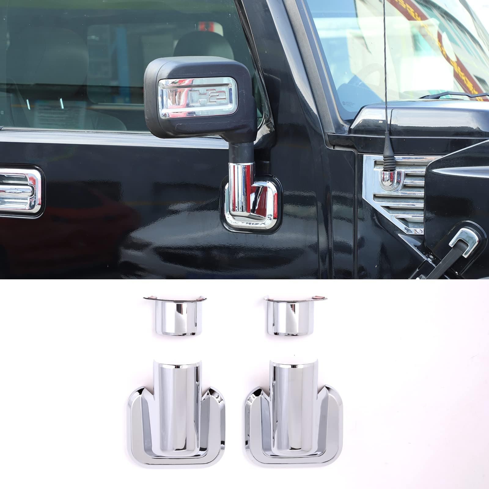PIUGILH Fit for Hummer H2 2003-2002 ABS Front Door Side Rearview Mirror Cover Rear View Base Trim,Rearview Side Mirror Decoration Trim Cover Accessories