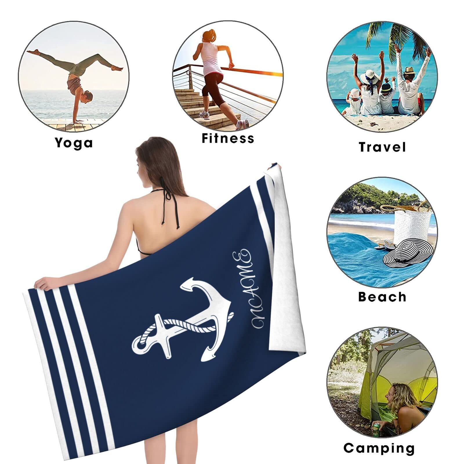 Amazon.com: Custom Beach Towel, Personalized White Anchor
