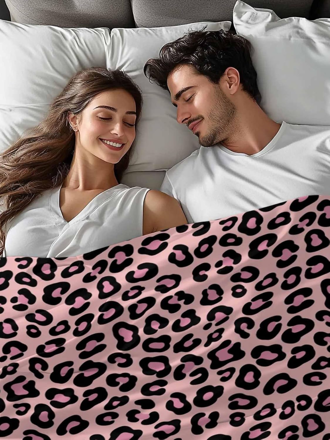 Queen Flat Sheet Only Bedding Flat Sheet, Pink Leopard Pattern Microfiber Breathable Top Sheets, Farmhouse Animal Skin Theme Soft Bed Sheets for Bedroom Living Room Sofa