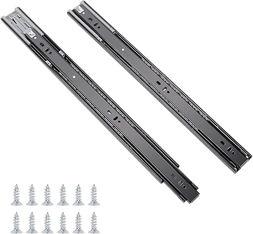 KNOBWELL 6 pares de rodamientos de bolas de 18 pulgadas con acabado negro, extensión completa, disponibles en longitudes de 12, 14, 16, 18, 20, 22