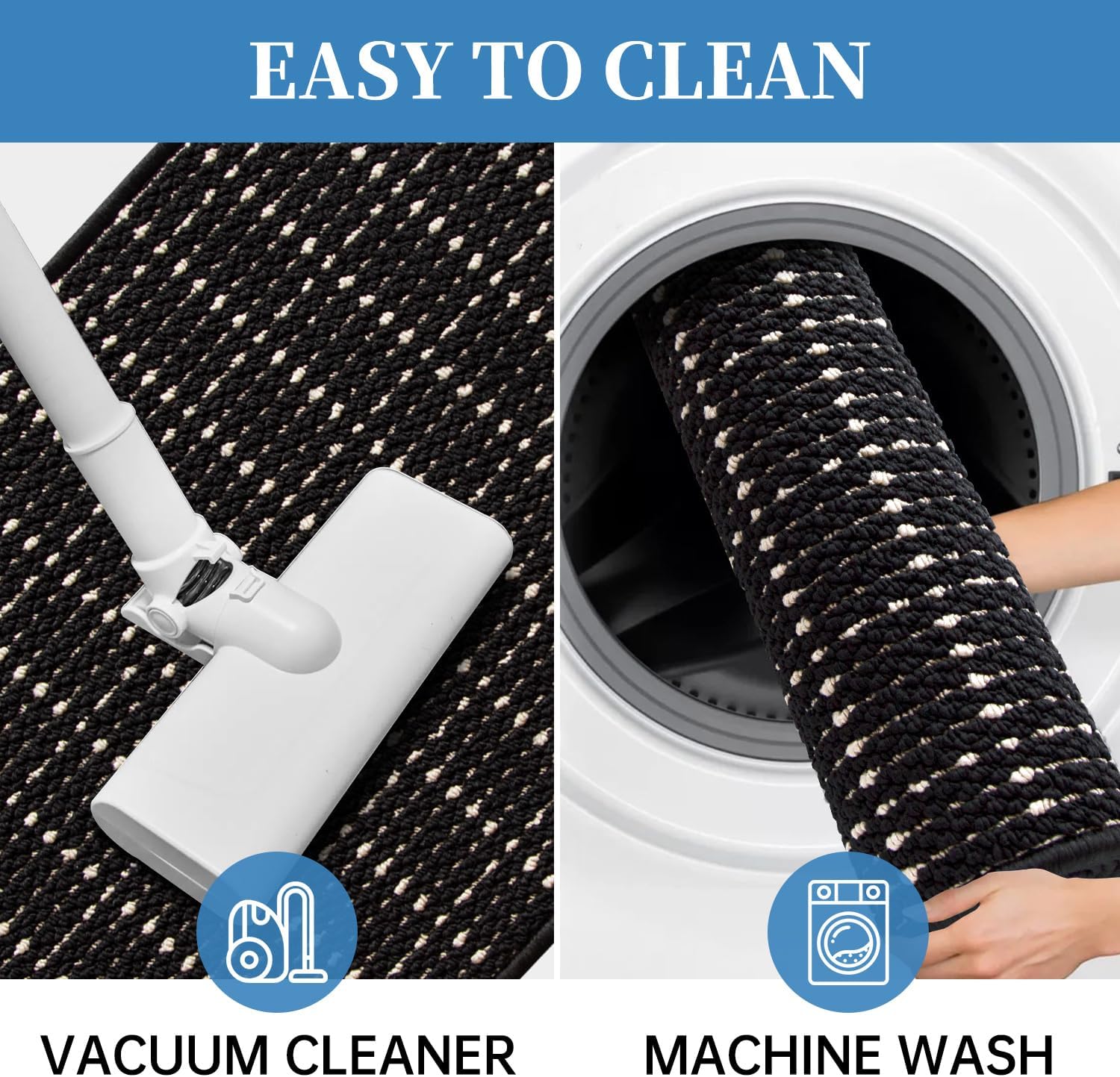 eqivei Kitchen Rugs Non Skid Washable Set of 2 PCS, 20"x 47"+20"x 32", Absorbent Runner Rugs Front of Sink, Kitchen Mats for Floor, Home Decor Accessories